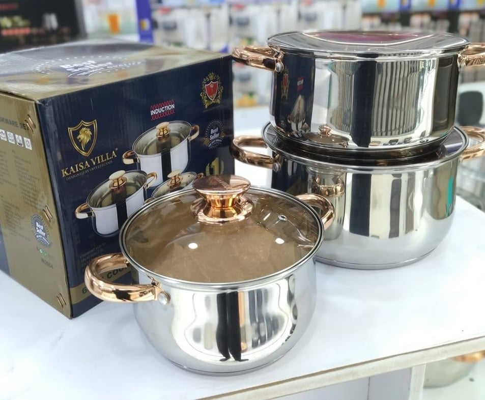 Picture of Kaisa Villa 6 Pcs Stainless Steel Cookware Set with Lid INDUCTION KV-2004 Multicolor