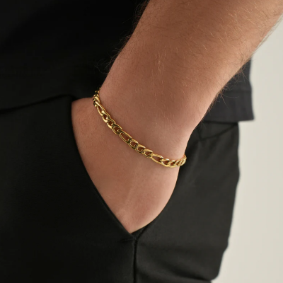 Picture of Men's Golden Chain Bracelet-Bracelet For Men -Golden Bracelet - Gold