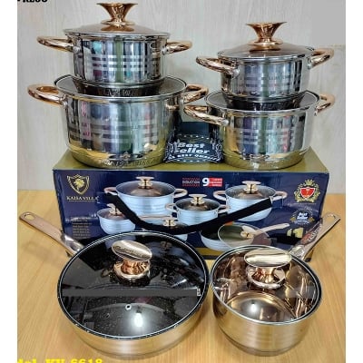 Picture of Kaisa Villa 12 Pcs Stainless Steel Cookware Set with Lid INDUCTION KV-6618 Multicolor