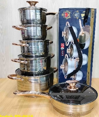 Picture of Kaisa Villa 12 Pcs Stainless Steel Cookware Set with Lid INDUCTION KV-6618 Multicolor