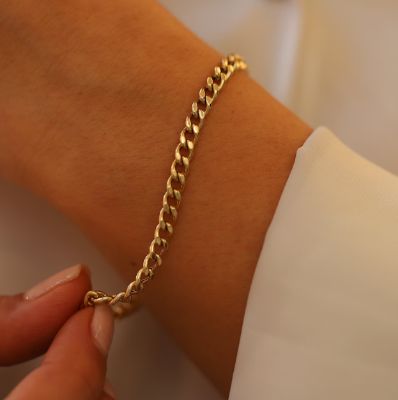 Picture of Stainless Steel Chain Bracelets For Man-Chain Bracelet For Men - Gold