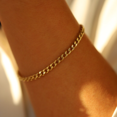 Picture of Stainless Steel Chain Bracelets For Man-Chain Bracelet For Men - Gold
