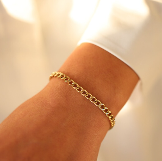 Picture of Stainless Steel Chain Bracelets For Man-Chain Bracelet For Men - Gold