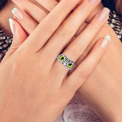 Picture of Owl Face Design Adjustable Unisex Fashion Finger Ring- Stylish Ringer Ring