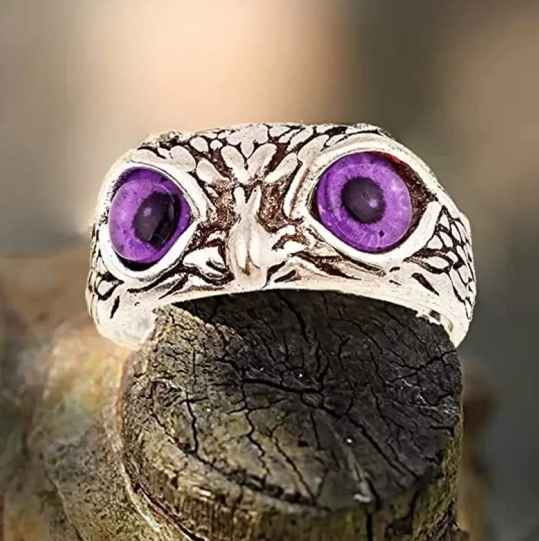Picture of Adjustable Unisex Fashion Finger Ring- Fashion Owl Finger Ring- Parpel