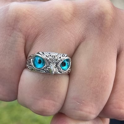 Picture of Eye Finger Ring- Owl Fashion Finger Ring For Men - Blue Eye Finger Ring
