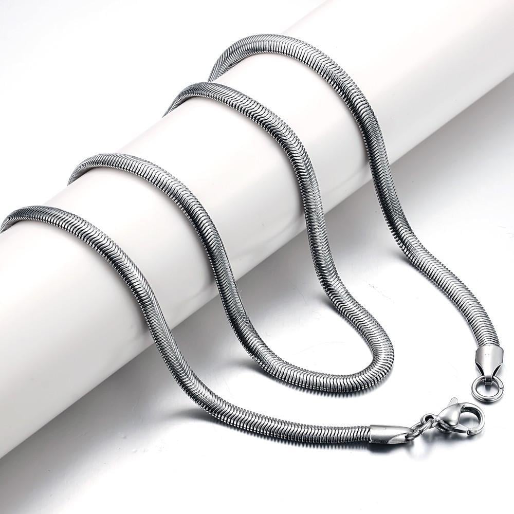 Picture of Luxury & Minimalist Flat Snake Chain Necklace In Silver Color - Silver