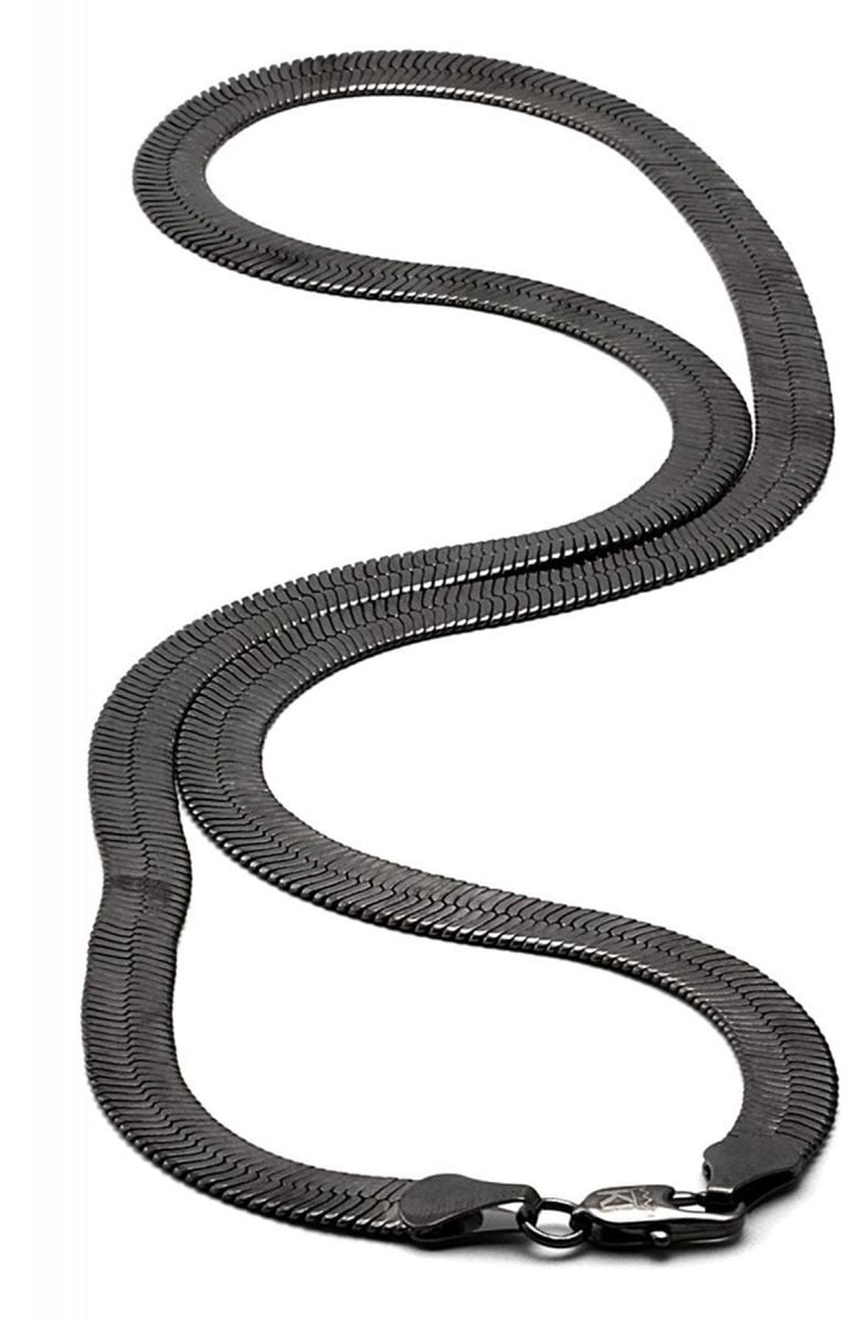 Picture of Black Snake Chain - Mens Black Chain Necklace - Mens Chain - Stainless Steel Snake Necklace - Black