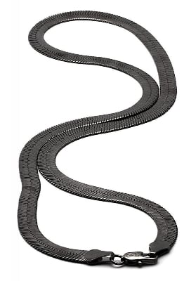 Picture of Black Snake Chain - Mens Black Chain Necklace - Mens Chain - Stainless Steel Snake Necklace - Black
