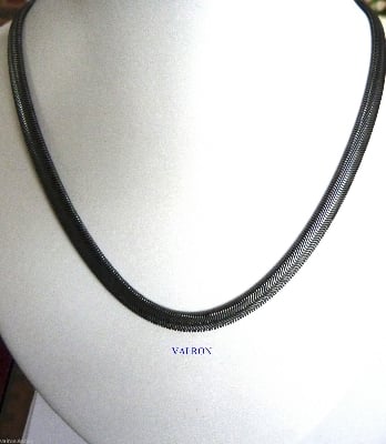 Picture of Black Snake Chain - Mens Black Chain Necklace - Mens Chain - Stainless Steel Snake Necklace - Black