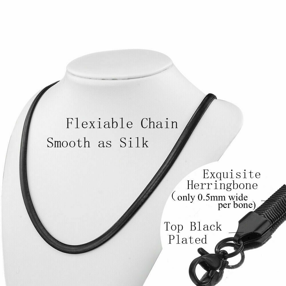 Picture of Black Snake Chain - Mens Black Chain Necklace - Mens Chain - Stainless Steel Snake Necklace - Black