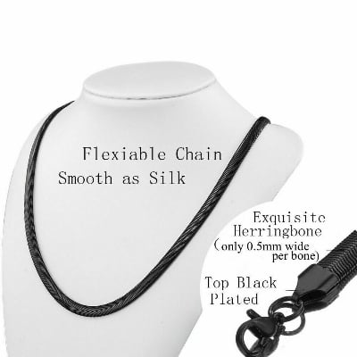 Picture of Black Snake Chain - Mens Black Chain Necklace - Mens Chain - Stainless Steel Snake Necklace - Black