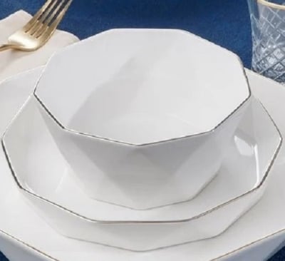 Picture of 7 Pcs Diamond Bowl Set Including Serving Dish , Oven Proof porcelain Ceramic Porcelain Snack Bowl Set,Ceramic Soup & Firni Bati Multicolor