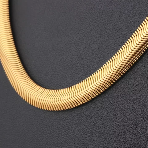 Picture of Stainless Steel Necklace A Herringbone Snake Chain Gold Chain Link Punk Rock Man - Gold