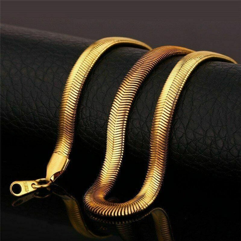 Picture of Stainless Steel Necklace A Herringbone Snake Chain Gold Chain Link Punk Rock Man - Gold
