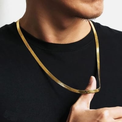 Picture of Golden Thick Snake Chain Necklace- Stylish Snake Chain - Gold