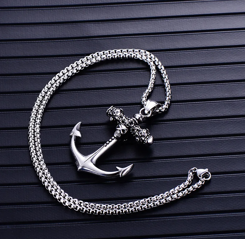 Picture of Stainless Steel Anchor Pendant Necklace Silver - Silver