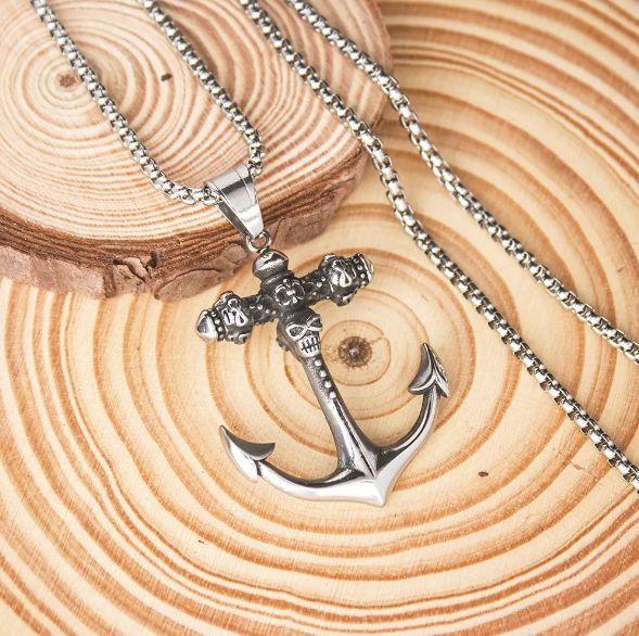 Picture of Stainless Steel Anchor Pendant Necklace Silver - Silver