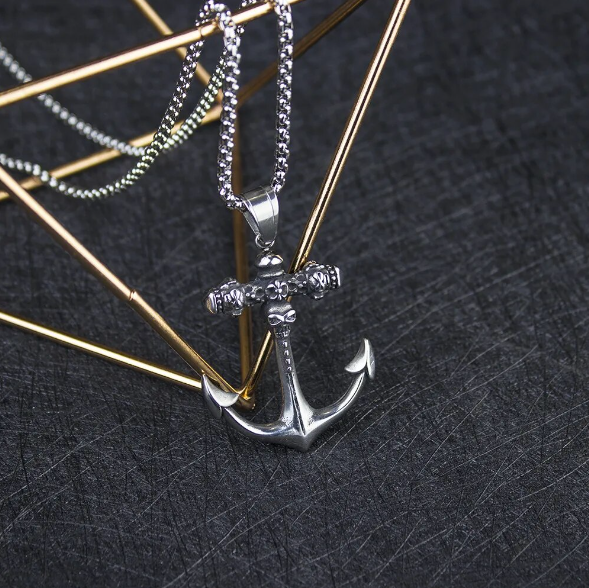Picture of Stainless Steel Anchor Pendant Necklace Silver - Silver