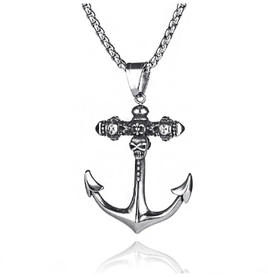 Picture of Stainless Steel Anchor Pendant Necklace Silver - Silver