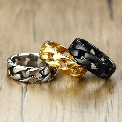 Picture of Men's Chain Metal Ring- Stainless Steel Finger Ring