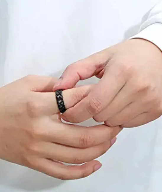 Picture of Men's Lifestyle Stainless Steel Finger Ring- Chain Finger Ring - Black