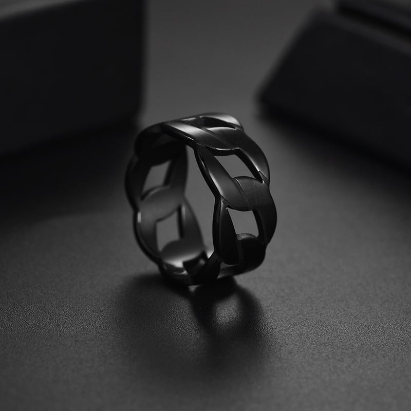 Picture of Men's Lifestyle Stainless Steel Finger Ring- Chain Finger Ring - Black