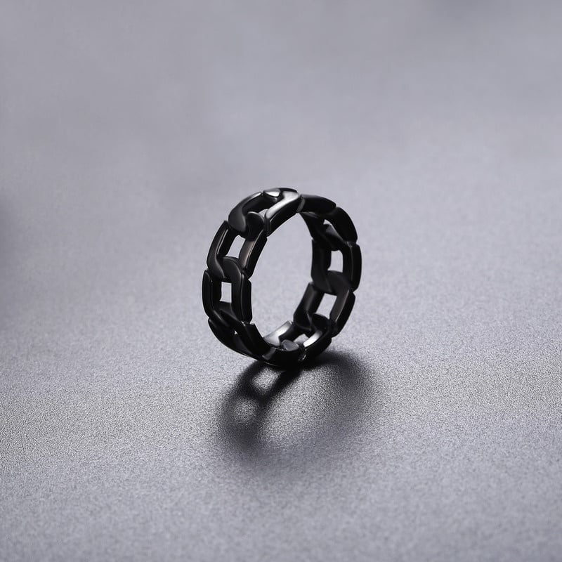 Picture of Men's Lifestyle Stainless Steel Finger Ring- Chain Finger Ring - Black
