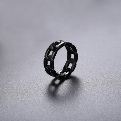 Picture of Men's Lifestyle Stainless Steel Finger Ring- Chain Finger Ring - Black
