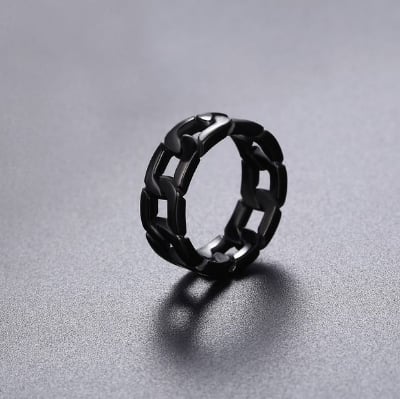 Picture of Stainless Chain Finger Ring- Steel Ring Finger - Finger Ring For Men - Black