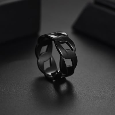 Picture of Stainless Chain Finger Ring- Steel Ring Finger - Finger Ring For Men - Black