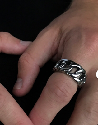 Picture of Stainless Steel Ring Fashion Jewelry Chain Ring- Chain Finger Ring - Silver