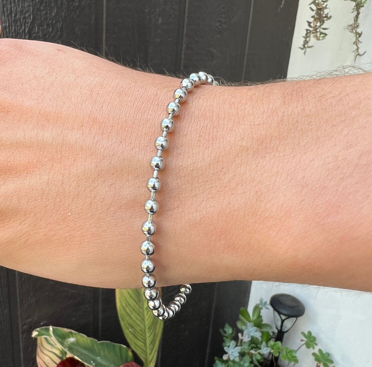 Picture of Mens Titanium Ball Chain Bracelet - Silver