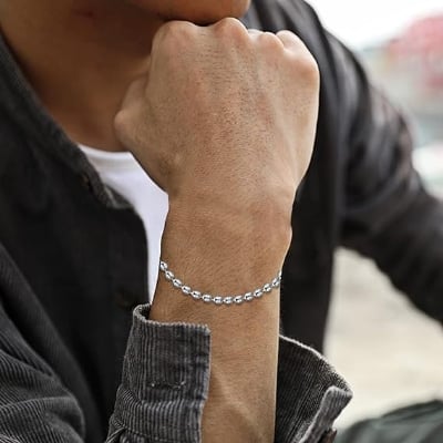 Picture of Men Stainless Steel Ball chain Bracelets - Silver