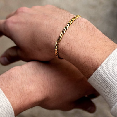 Picture of Men Bracelet Gifts Mens Hand Chain Bracelet-Man's Bracelet - Gold