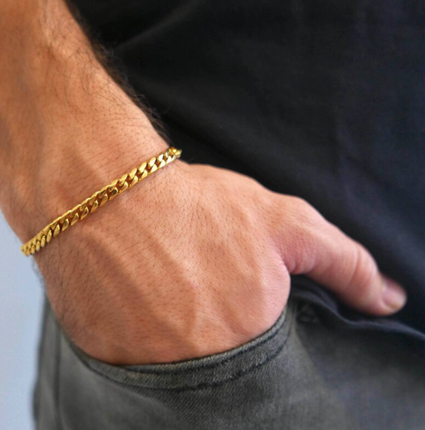 Picture of Men Bracelet Gifts Mens Hand Chain Bracelet-Man's Bracelet - Gold