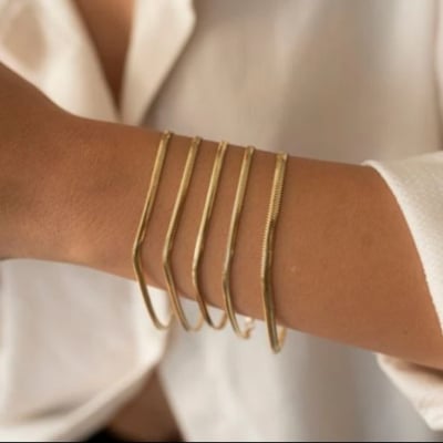 Picture of Men's Flat Curb Chain Bracelet-Bracelet For Men - Gold