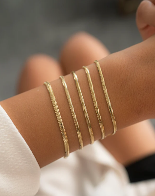 Picture of Men's Flat Curb Chain Bracelet-Bracelet For Men - Gold