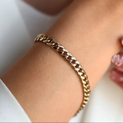 Picture of Stainless Steel Chain Bracelets For Man-Chain Bracelet For Men - Gold