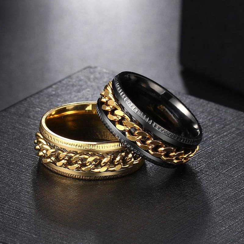 Picture of Stainless Steel Ring Fashion Jewelry Chain Ring- Chain Finger Ring - Silver