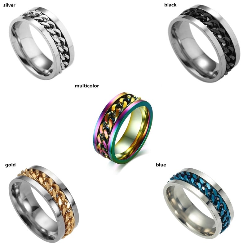 Picture of Stainless Steel Ring Fashion Jewelry Chain Ring- Chain Finger Ring - Silver