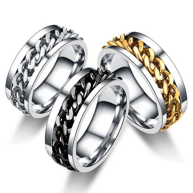 Picture of Stainless Steel Ring Fashion Jewelry Chain Ring- Chain Finger Ring - Silver