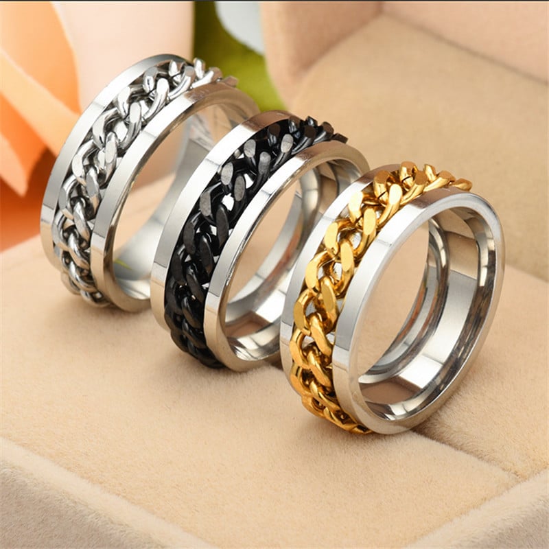 Picture of Good Quality Finger Ring For Men- Stylish Finger Ring - Silver & Black