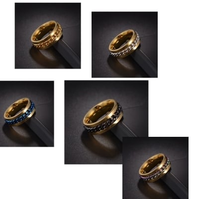 Picture of Good Quality Finger Ring For Men- Stylish Finger Ring - Silver & Black