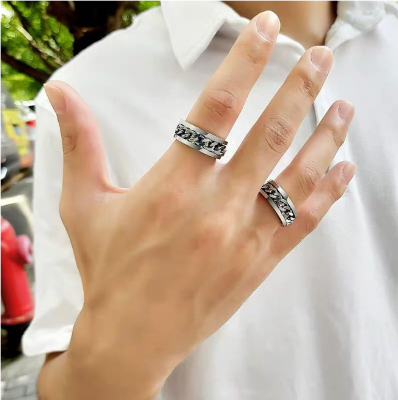 Picture of Stainless Chain Finger Ring- Steel Ring Finger - Finger Ring For Men - Silver