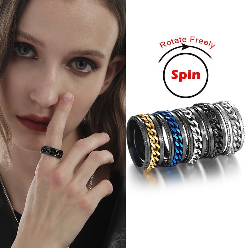 Picture of Titanium Steel Chain Finger Ring- Fashionable Man's Finger Ring - Black