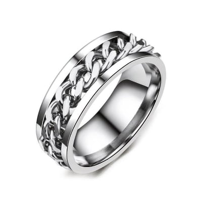 Picture of Stylish Stainless Steel Self Defense Ring For Men - Silver