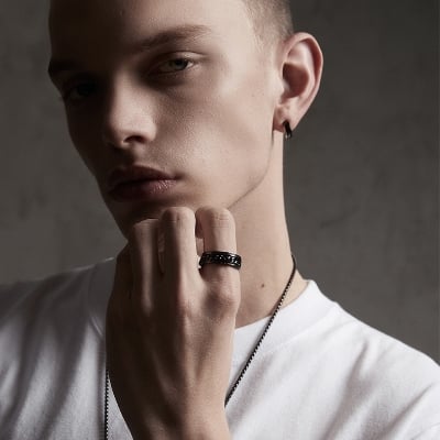Picture of Stainless Steel Finger Ring For Men- Fashionable Finger Ring - Black