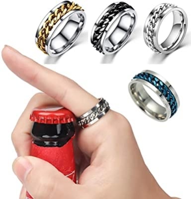 Picture of Men's Chain Metal Ring- Stainless Steel Finger Ring