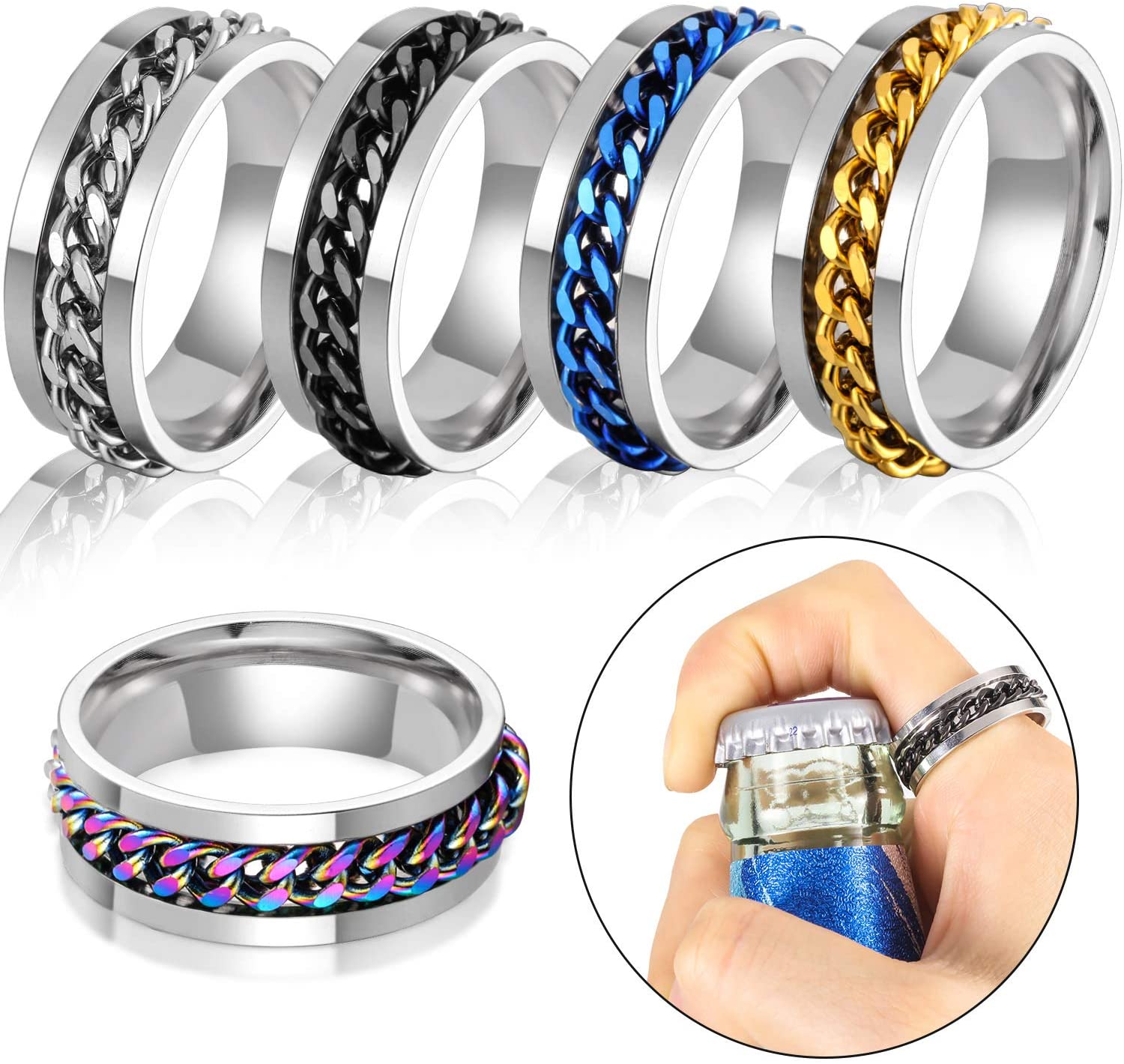 Picture of Men's Chain Metal Ring- Stainless Steel Finger Ring